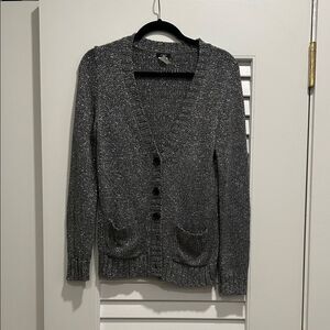 J. Crew Silver Button-Up Cardigan, Size Medium